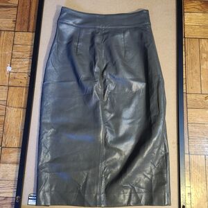 Elie Tahari Charcoal Leather Pencil Skirt